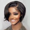 Pre-style Pixie Cut Professional Women's Layered Human Hair Wig - 13x4 / 8 inch / No