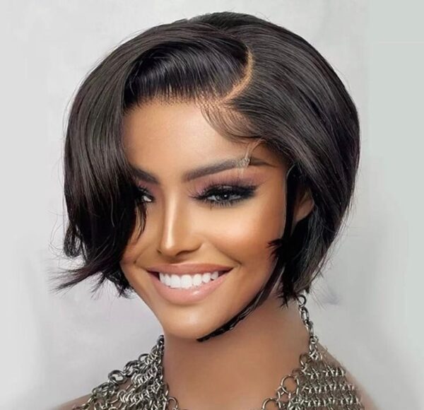 Pre-style Pixie Cut Professional Women's Layered Human Hair Wig - 13x4 / 8 inch / No