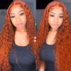 Ginger Color Wig Curly Wig 180% Density 4*4/13*4/13*6 Lace Front Wig - 13x4 Lace / Yes / 18inch