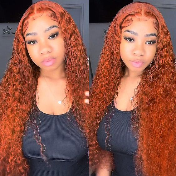 Ginger Color Wig Curly Wig 180% Density 4*4/13*4/13*6 Lace Front Wig - 13x4 Lace / Yes / 18inch