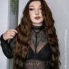 vegan fiber mermaid waves wig 32" caramel balayage.