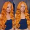 Glueless Wig Ginger Wig 13x4 Transparent HD Lace Front Wigs Body Wave Wig - 13x4 Lace / 150% / 28inch