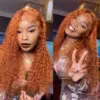 Ginger Color Wig Curly Wig 180% Density 360 Lace Human Hair Wig - 360 Lace / 180% / 18inch