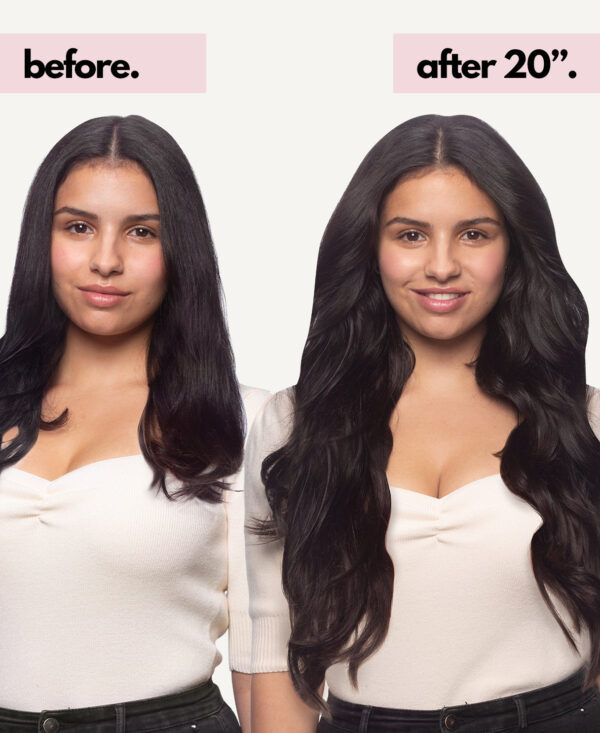 invisible clip-in hair extensions #1b natural black. - 24" / Extra Volume