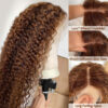 New Honey Blonde Highlight Color Curly 4x4 Frontal HD Lace Wig - 13x4 Lace / NO / 26inch