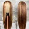 Highlights Color 360 Transparent Lace Wig Straight Human Hair Wig For Black Woman - 360 Lace / 150% / 32inch
