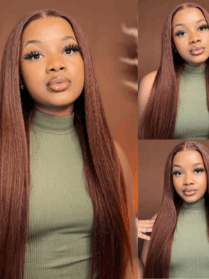 Chestnut Brown Color Wig 13x6 HD Lace Front Wig Pre-plucked Straight #4 Color Human Hair Wig - 13x6 Lace / 150% / 24inch