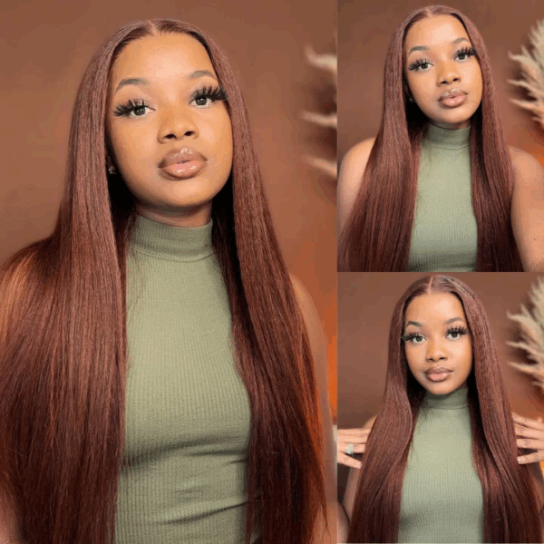 Chestnut Brown Color Wig 13x6 HD Lace Front Wig Pre-plucked Straight #4 Color Human Hair Wig - 13x6 Lace / 180% / 28inch
