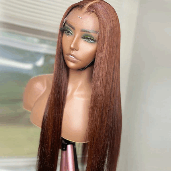 Chestnut Brown Color Wig 13x6 HD Lace Front Wig Pre-plucked Straight #4 Color Human Hair Wig - 13x6 Lace / 180% / 28inch