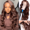 Chestnut Dark Brown Wig Body Wave Wig 4x4/13x4/13x6 Lace 180% Density Human Hair Wig - 13x4 Lace / Yes( +.00) / 30inch