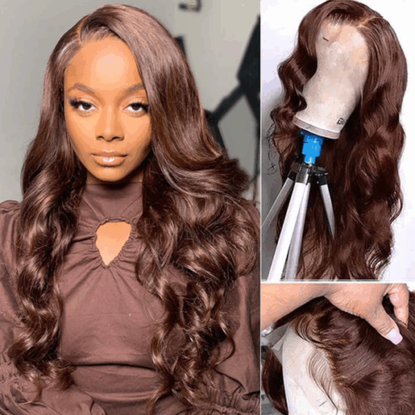Chestnut Dark Brown Wig Body Wave Wig 4x4/13x4/13x6 Lace 180% Density Human Hair Wig - 13x4 Lace / Yes( +.00) / 30inch