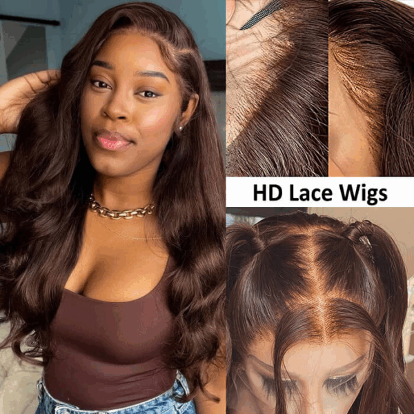 Chestnut Dark Brown Wig Body Wave Wig 4x4/13x4/13x6 Lace 180% Density Human Hair Wig - 13x4 Lace / Yes( +.00) / 30inch
