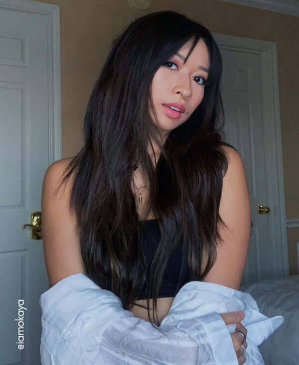 invisible clip-in hair extensions #1b natural black. - 24" / Extra Volume