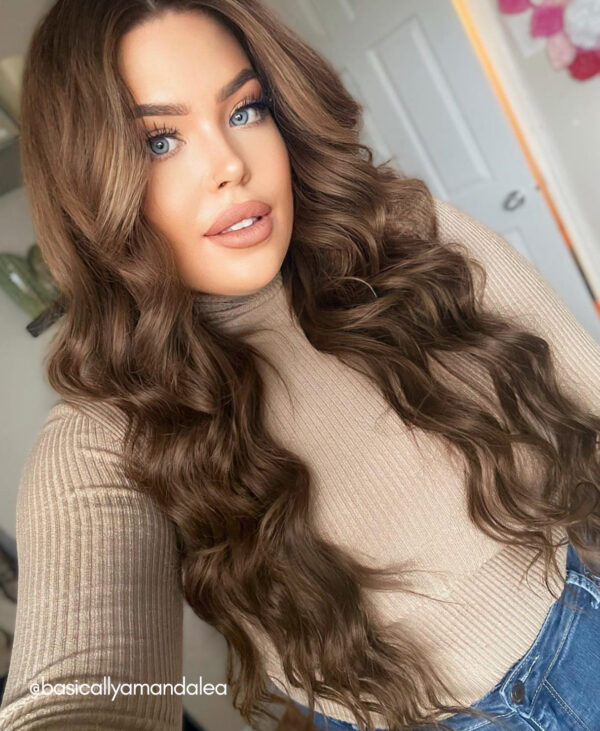 invisible clip-in hair extensions #6 light brown. - 14" / Classic