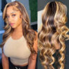 Faba Honey Blonde Wig Piano Color Body Wave Wig 360 HD Lace Front Wig - 360 Lace / 150% / 28inch