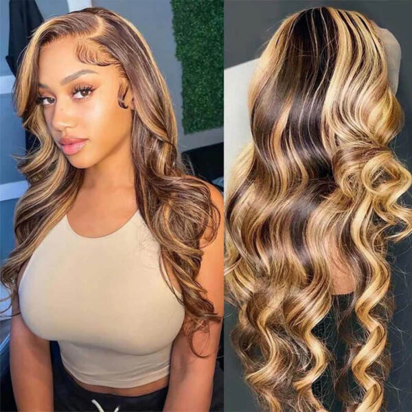 Faba Honey Blonde Wig Piano Color Body Wave Wig 360 HD Lace Front Wig - 360 Lace / 150% / 28inch