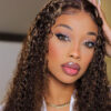 #1B/30 Highlight Color Wigs Curly HD Lace Front 13x4 Lace 180% Density Human Hair Wig - 13x6 Lace / No / 30inch