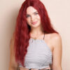 vegan fiber heatless wave wig 24" hot red.