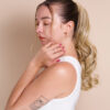 vegan fiber bouncy ponytail - blonde highlights 18".