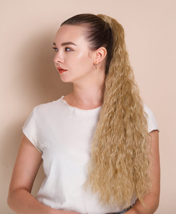vegan fiber long wavy ponytail - honey blonde 26".