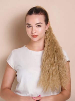 vegan fiber long wavy ponytail - honey blonde 26".