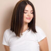 long bob human wig - 12" dark highlights.