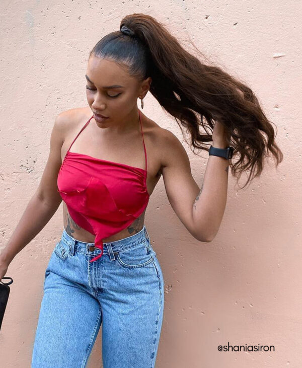 ponytail - #4 medium brown. - 14 inches