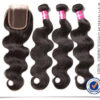 Virgin Malaysian Hair Extensions - Body Wave 4 Bundles With 4*4 Lace Closure, Tangle Free, Natural Black, No Shedding - 10 12 14 16+10