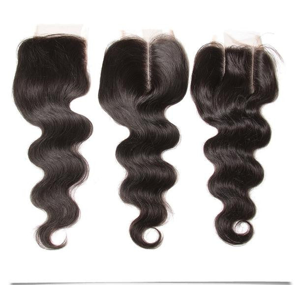 Virgin Malaysian Hair Extensions - Body Wave 4 Bundles With 4*4 Lace Closure, Tangle Free, Natural Black, No Shedding - 10 12 14 16+10