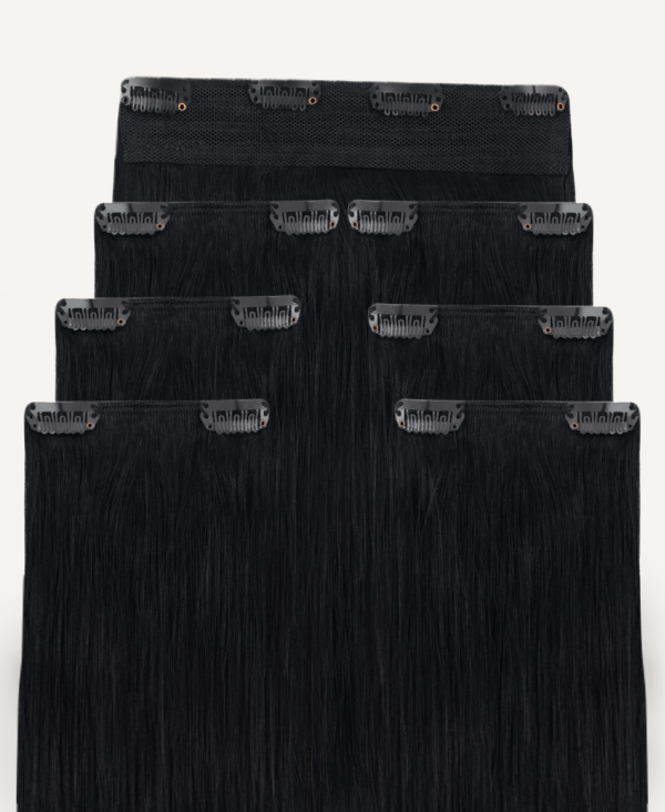 clip-in hair extensions #1 jet black. - 16" / Classic