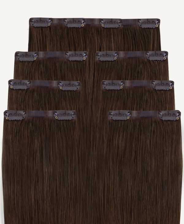 invisible clip-in hair extensions #4 medium brown. - 24" / Extra Volume