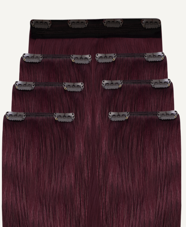 clip-in hair extensions #99J cherry red. - 16" / Classic