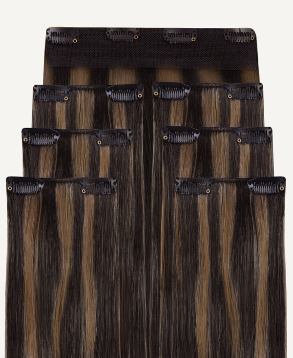 clip-in hair extensions #1b-6 dark highlights. - 24" / Extra Volume