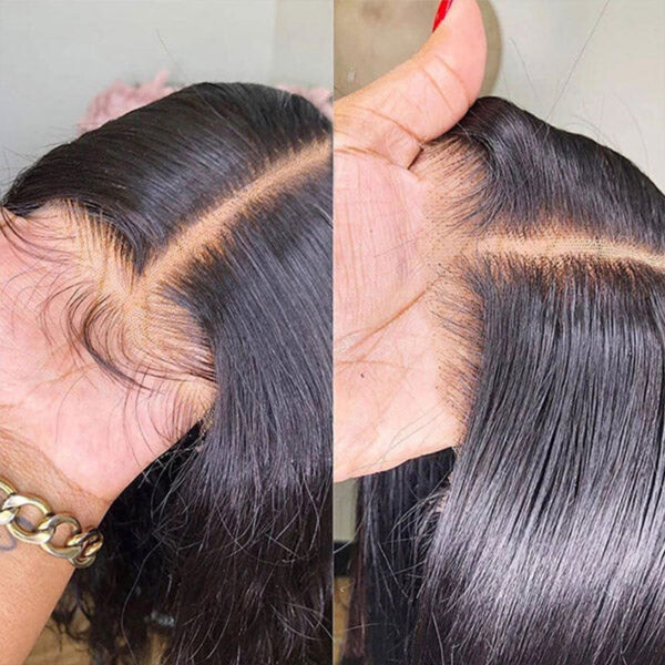 Pre-Cut Glueless Wig Natual Black Straight Human Hair Beginner Wear & Go Wigs - 4x4 Lace / 150% / 22 inch
