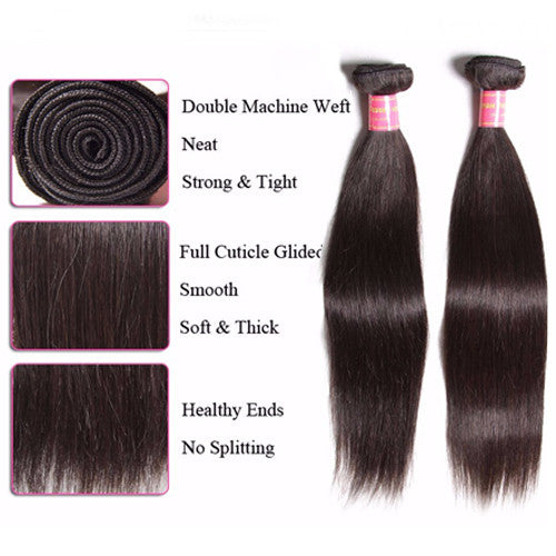 Brazilian Straight Hair 4 Bundles with 13*4 Lace Frontal, 8A Grade Sunber Virgin Hair - 10 10 12 12+10 / 13*4 Lace Frontal