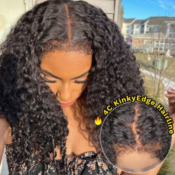 Extra 70% OFF | Sunber Curly 7×5 Bye Bye Knots Pre-Cut Lace Wigs Lace Closure Pre-Plucked Hairline Human Hair - 14 / 7*5 Bye Bye Knots-With Baby Hair