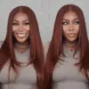 Reddish Brown Wig Straight 360 Transparent Lace Front Wigs 180% Density Wig - 360 Lace / 180% / 28inch