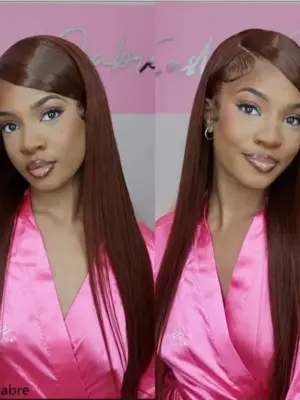 Reddish Brown Wig 150% Density 360 Lace Straight Closure Lace Wig Wig 100% Human Hair Wig - 360 Lace / 150% / 24inch