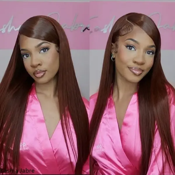 Reddish Brown Wig 150% Density 360 Lace Straight Closure Lace Wig Wig 100% Human Hair Wig - 360 Lace / 150% / 28inch