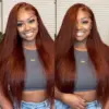Reddish Brown Wig Straight 360 Transparent Lace Front Wigs 180% Density Wig - 360 Lace / 180% / 28inch