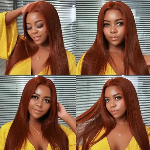 Reddish Brown Wig Straight 360 Transparent Lace Front Wigs 180% Density Wig - 360 Lace / 180% / 28inch