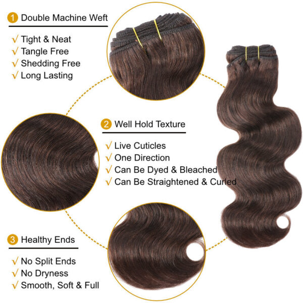 Flash Sale Sunber Chocolate Brown Body Wave Hair Bundles #4 Straight Human Hair Weave 3 Pcs For Clearance Sale - 20 22 22 / Straight