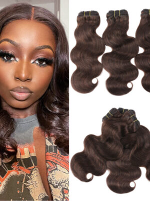 Flash Sale Sunber Chocolate Brown Body Wave Hair Bundles #4 Straight Human Hair Weave 3 Pcs For Clearance Sale - 12 12 12 / Body Wave