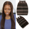 Flash Sale Sunber Chocolate Brown Body Wave Hair Bundles #4 Straight Human Hair Weave 3 Pcs For Clearance Sale - 20 22 22 / Straight