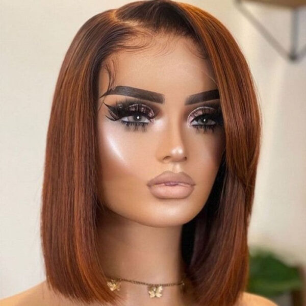 0 OFF Sunber Kinky Straight 13*4 Pre-Everything Wig Ginger Copper Red Highlight Lace Front Wigs - 16 / 13x4 Lace-Kinky Straight