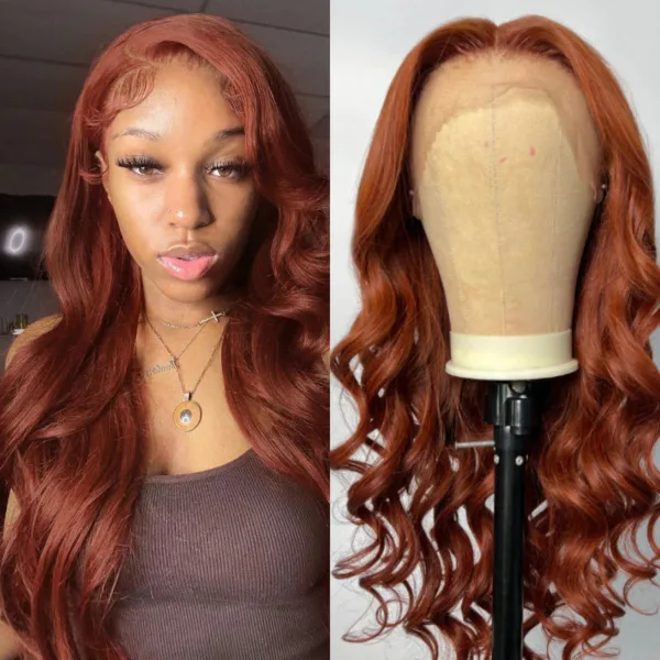 50% OFF Sunber Copper Brown Body Wave 13x4 Lace Front Wigs Pre-Plucked With Babyhair - 18 / 180%
