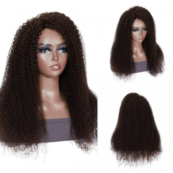 Clearance Sale Sunber Dark Brown Color Kinky Curly Glueless Wigs Human Hair Wigs 180% Density Flash Sale - 24