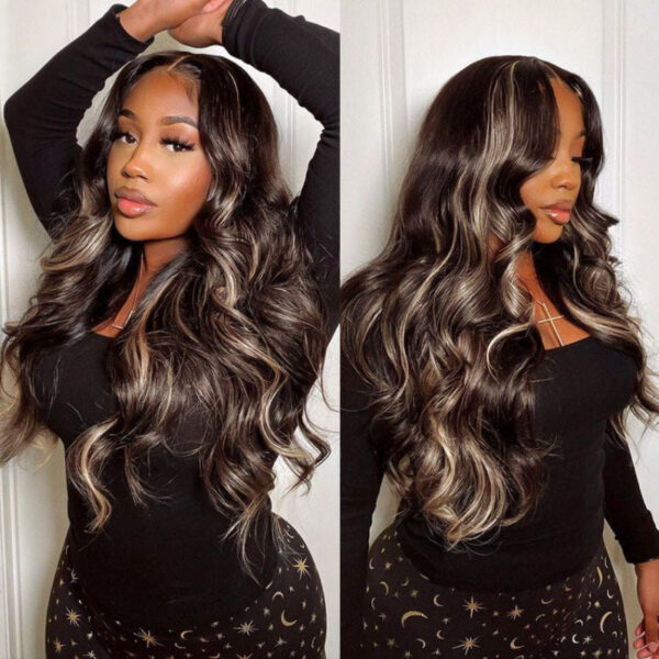 Extra 70% Off Sunber 7×5 Bye Bye Knots Chocolate Brown With Blonde Highlights Pre-Cut Lace Body Wave Wig - 14 / 13×4 Pre-Everything