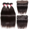 Sunber Hair Straight Hair 3 Bundles with 13*4 Transparent Ear to Ear Frontal Closure - 24 26 28+20