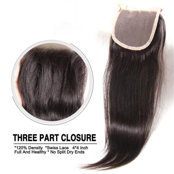 Sunber Hair Peruvian Straight Hair Bundles 3 Bundles With 4x4 inch Swiss Lace Closure, 8"-30" in stocks - 20 22 24+16